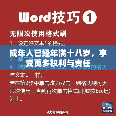 成年人已经年满十八岁，享受更多权利与责任