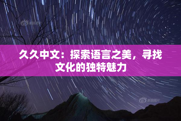 久久中文：探索语言之美，寻找文化的独特魅力