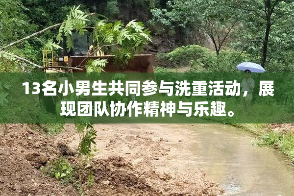 13名小男生共同参与洗重活动，展现团队协作精神与乐趣。