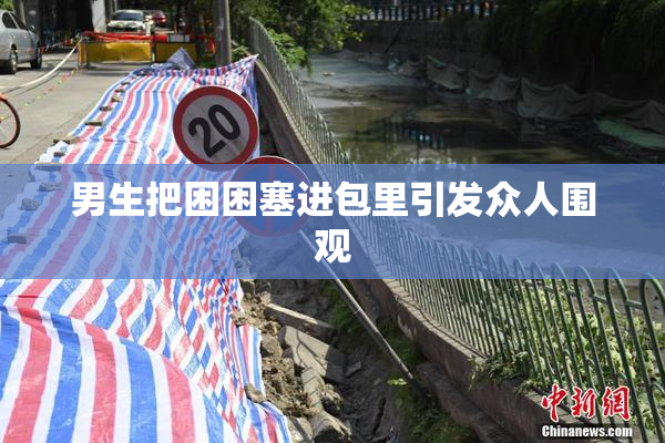 男生把困困塞进包里引发众人围观