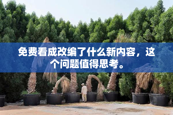 免费看成改编了什么新内容，这个问题值得思考。