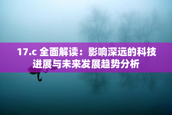 17.c 全面解读：影响深远的科技进展与未来发展趋势分析