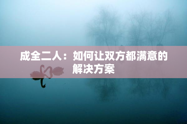 成全二人：如何让双方都满意的解决方案
