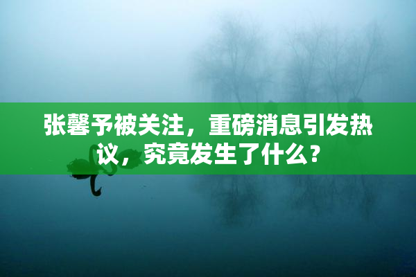 张馨予被关注，重磅消息引发热议，究竟发生了什么？
