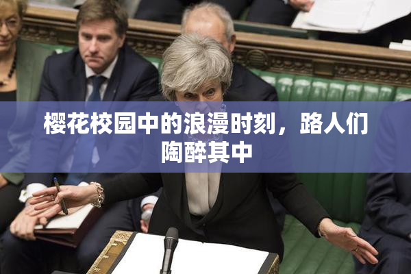樱花校园中的浪漫时刻，路人们陶醉其中