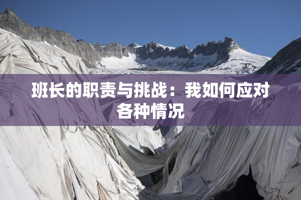 班长的职责与挑战：我如何应对各种情况