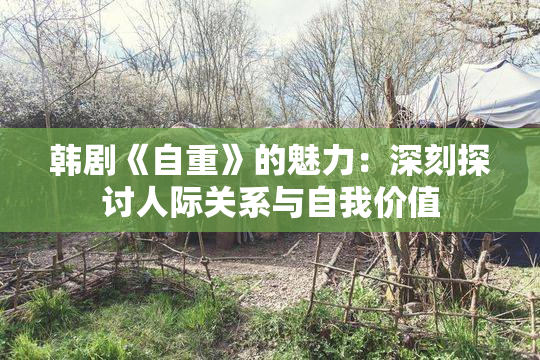 韩剧《自重》的魅力：深刻探讨人际关系与自我价值