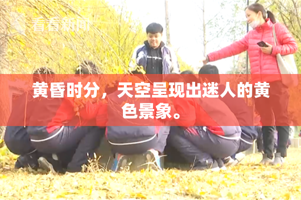 黄昏时分，天空呈现出迷人的黄色景象。